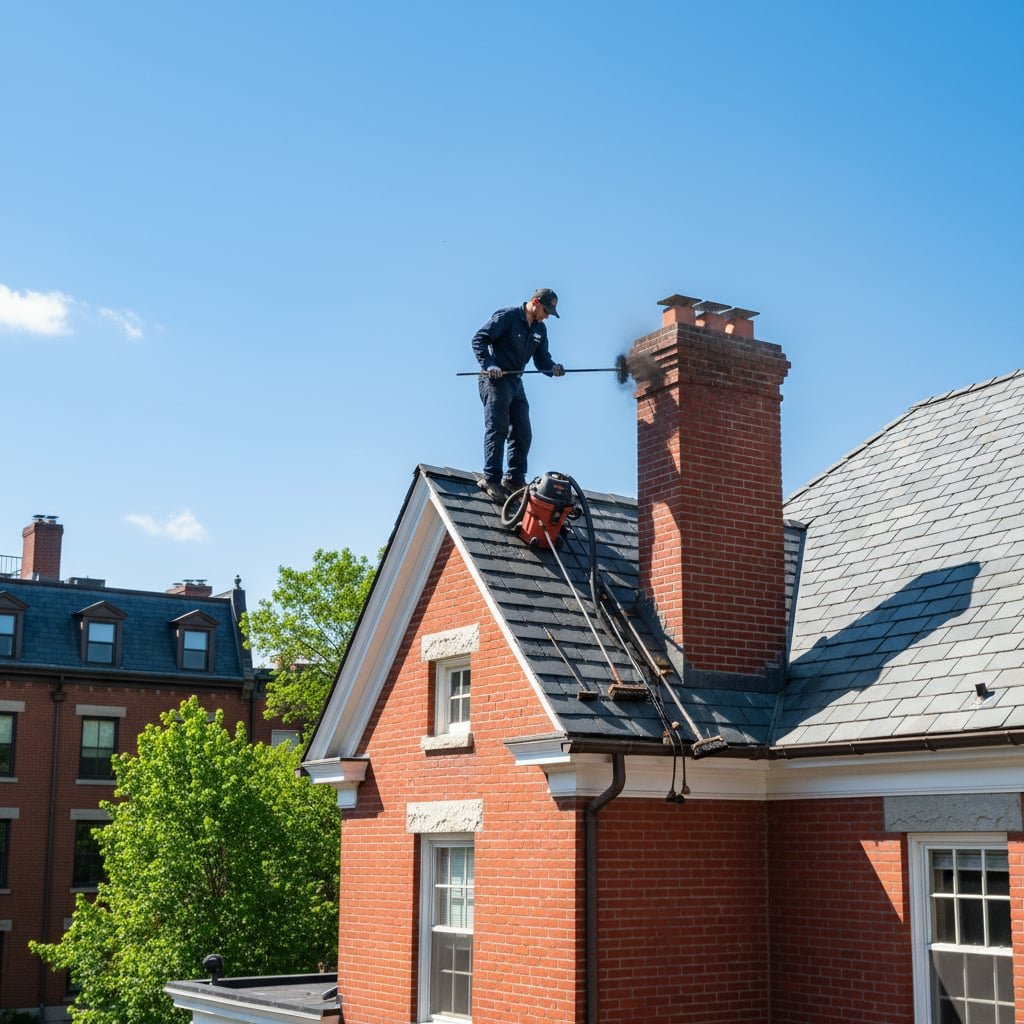 Zen Flue Chimney Sweep team working on chimney